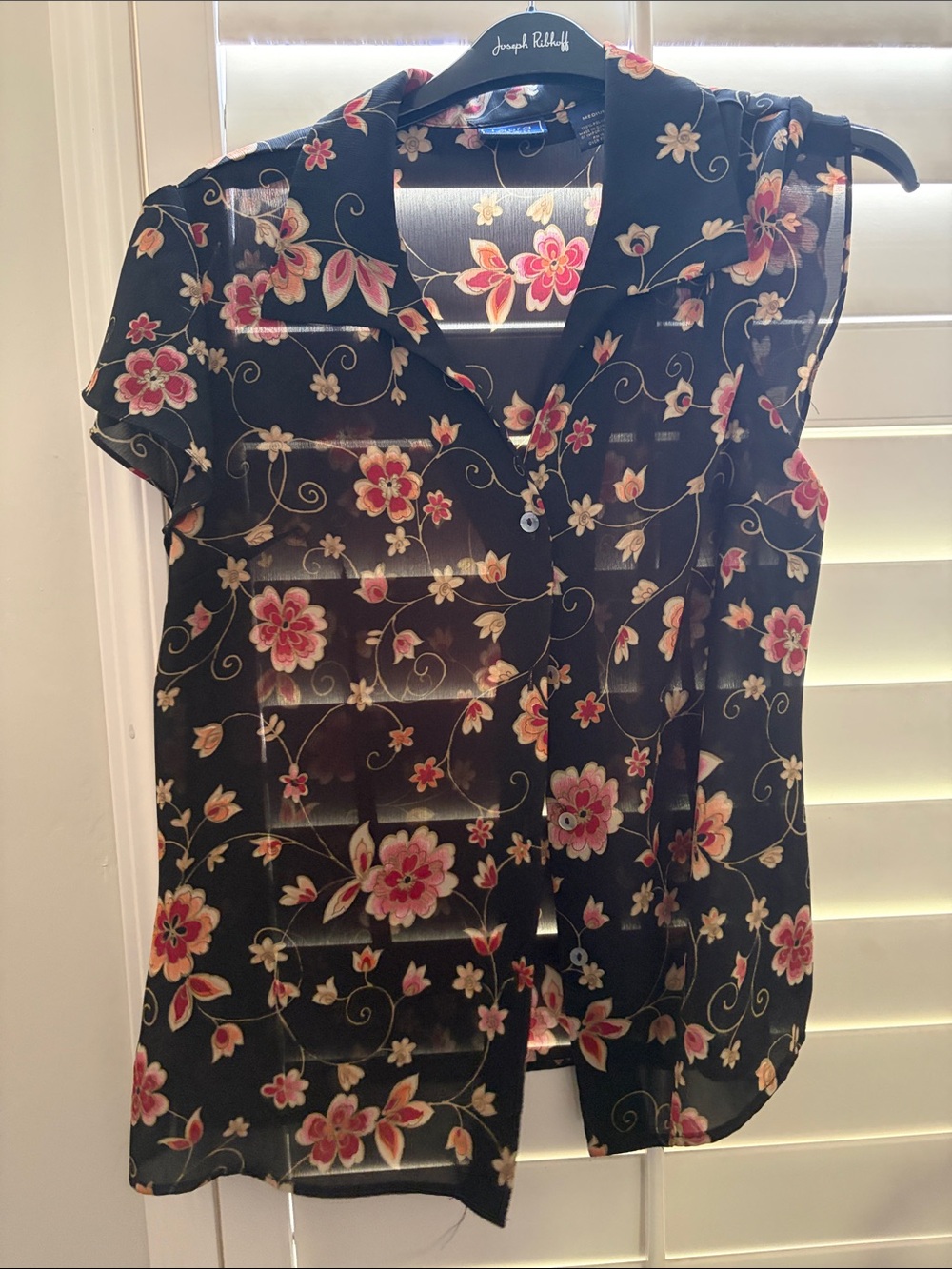 Laura Scott Black/Pink/Orange/Cream Floral Blousw